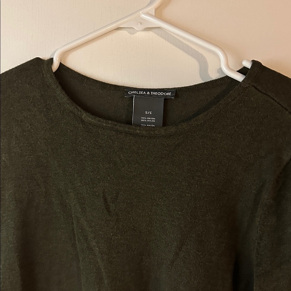 Chelsea & Theodore Forest Green Knit Top